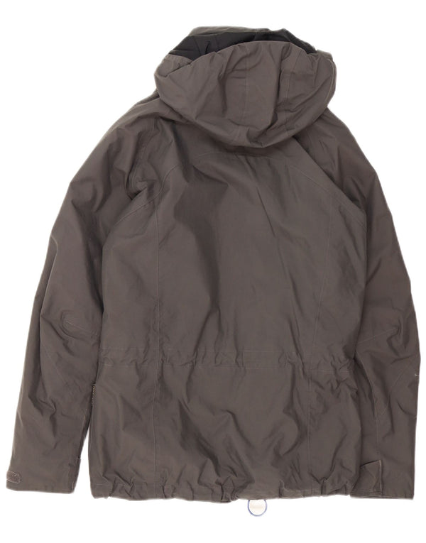 Jaqueta corta-vento feminina com capuz grande Jack Wolfskin Reino Unido 8 pequena cinza