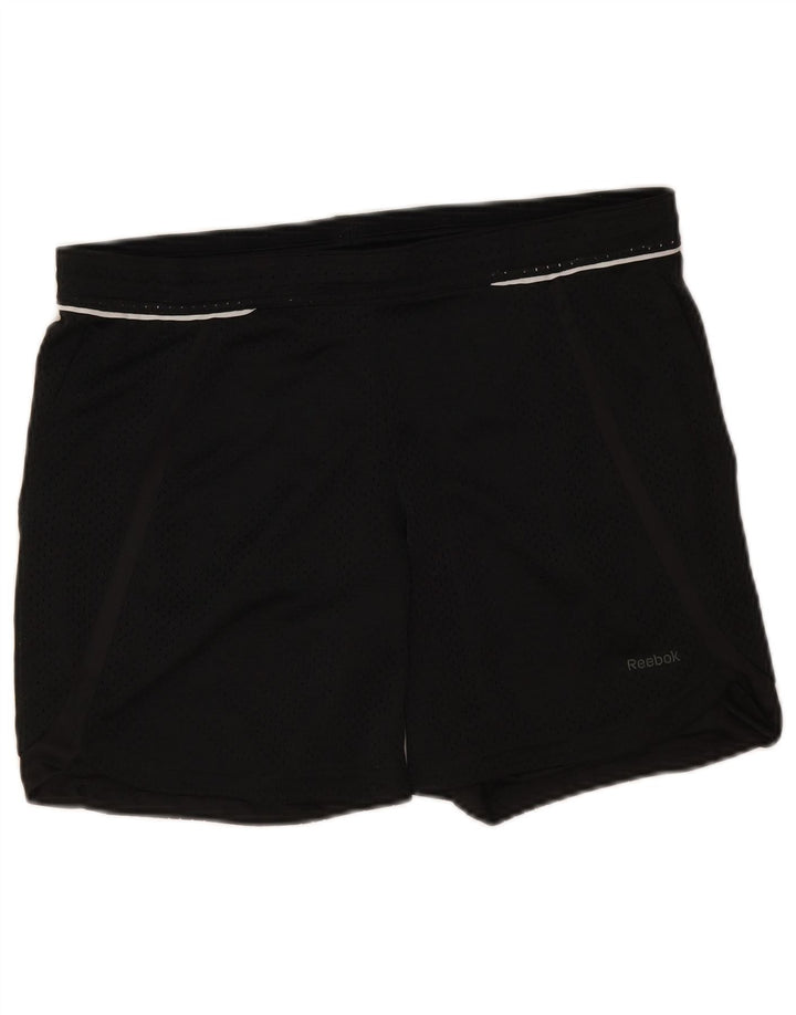 Shorts esportivos femininos Reebok UK 8/10 pequeno poliéster preto