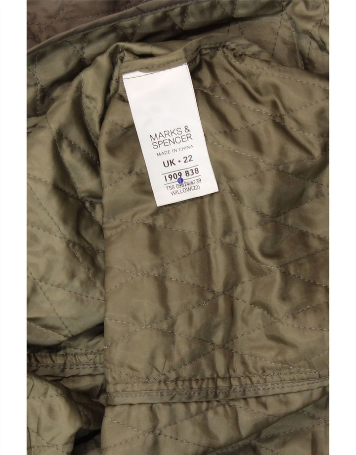 Jaqueta acolchoada feminina Marks & Spencer UK 22 3XL poliéster verde