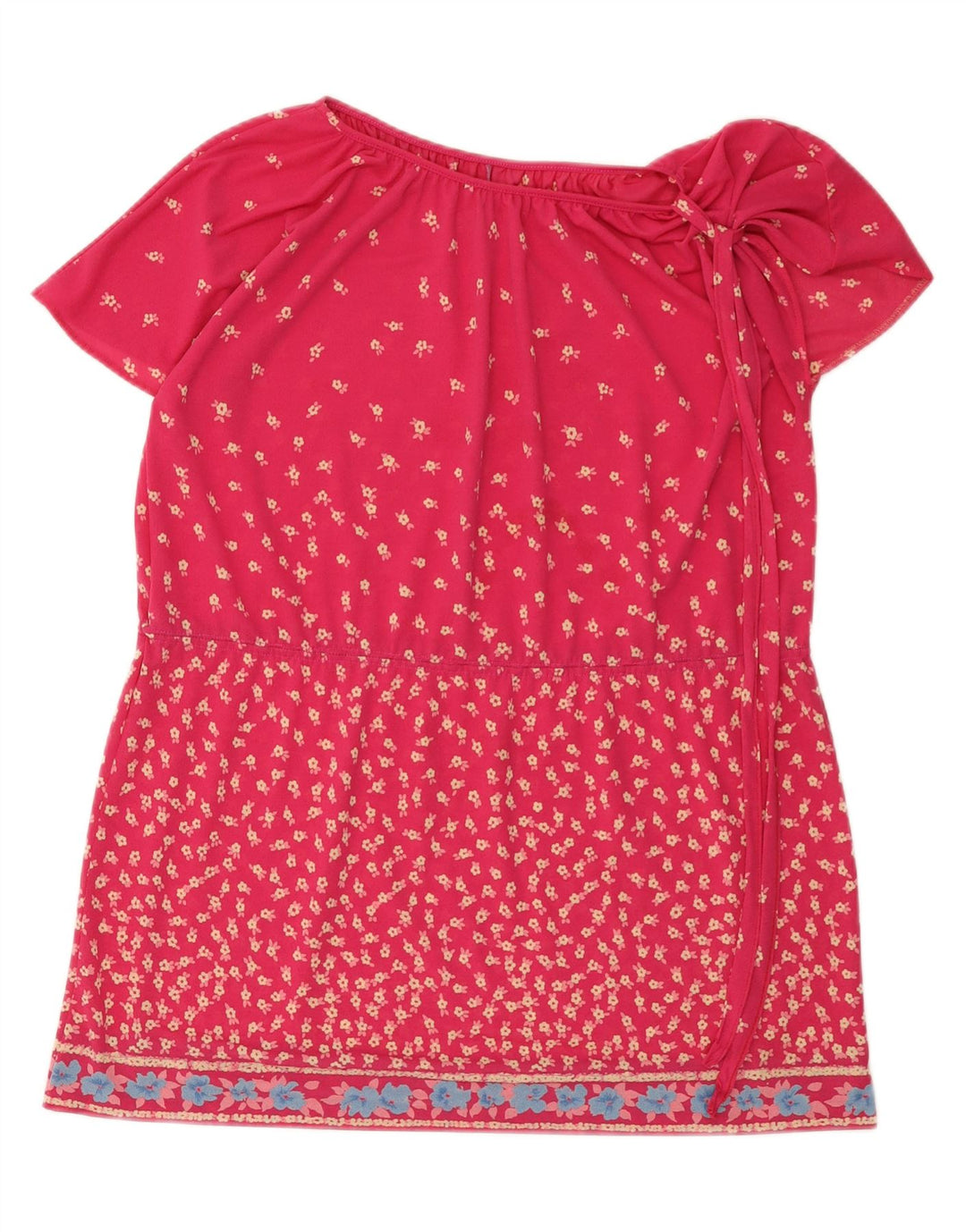 Vestido túnica feminina vintage EU 42 grande poliéster floral rosa