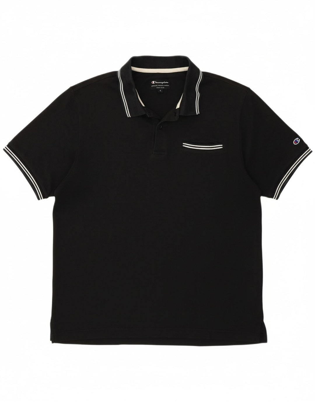 Camisa polo masculina CHAMPION grande algodão preto