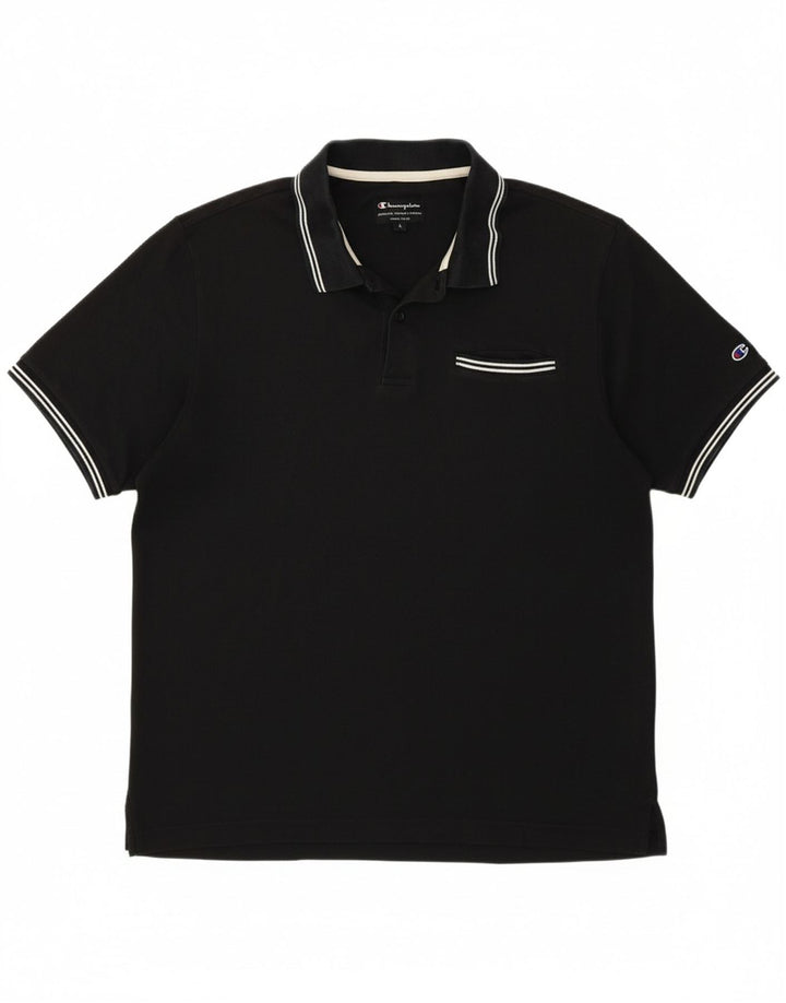 Camisa polo masculina CHAMPION grande algodão preto