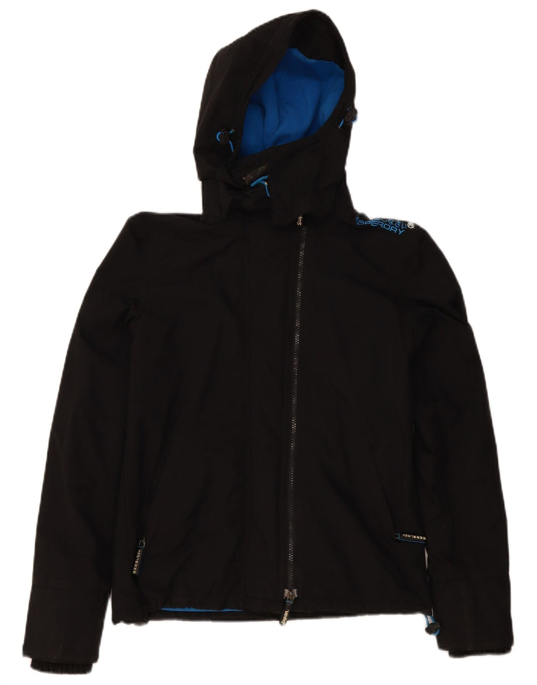 Jaqueta corta-vento feminina Superdry com capuz e capuz UK 10 pequena preta