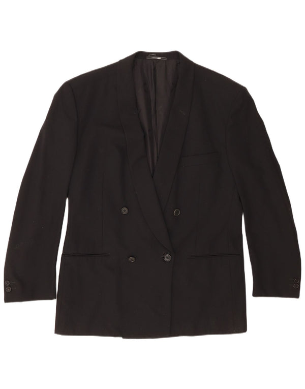 Jaqueta blazer masculina Trussardi com peito duplo IT 52 XL lã virgem preta