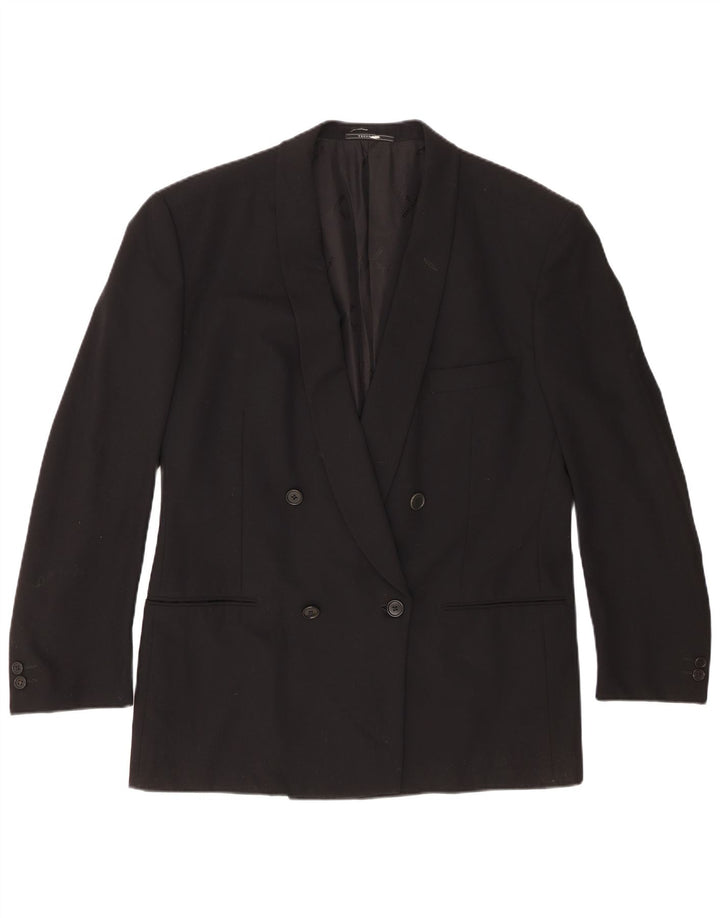 Jaqueta blazer masculina Trussardi com peito duplo IT 52 XL lã virgem preta