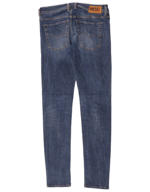 Diesel Mens Sleenker Skinny Jeans W32 L32 Azul Algodão