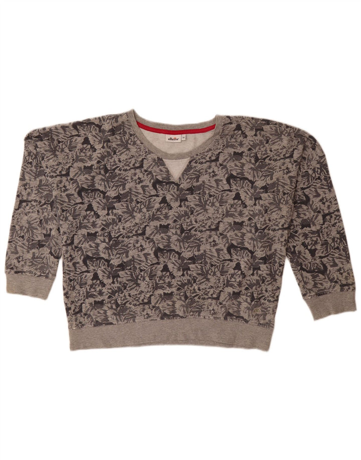 Ellesse moletom feminino oversized uk 14 algodão floral cinza médio