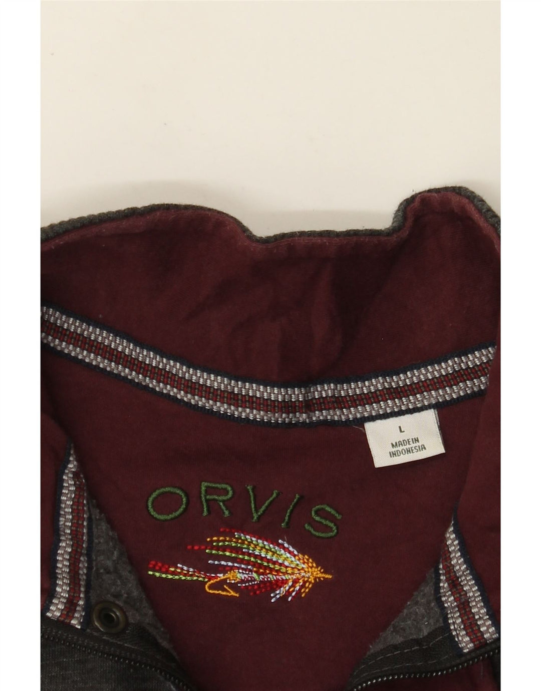 Suéter masculino ORVIS com zíper e gola grande cinza manchado
