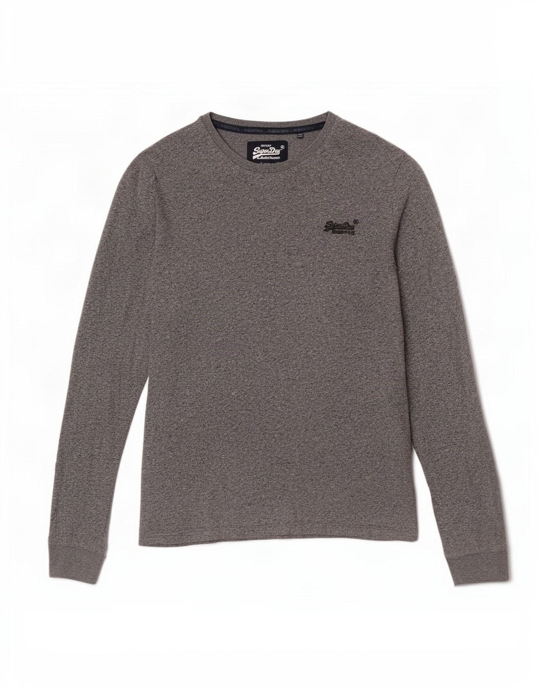 Top masculino Superdry manga comprida algodão manchado cinza médio
