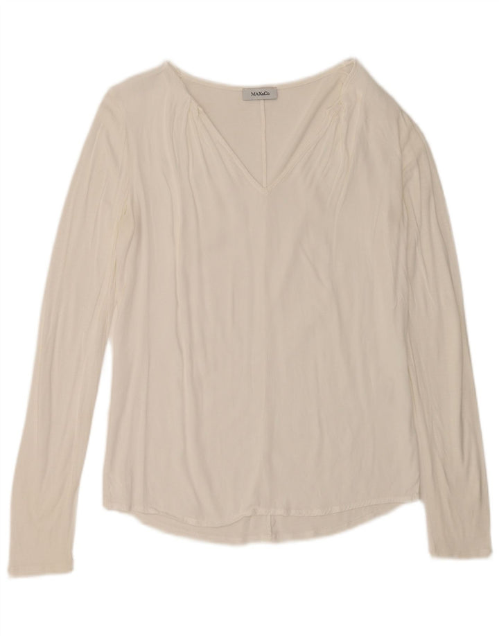 Top feminino de manga comprida Max & Co. UK 12 médio branco