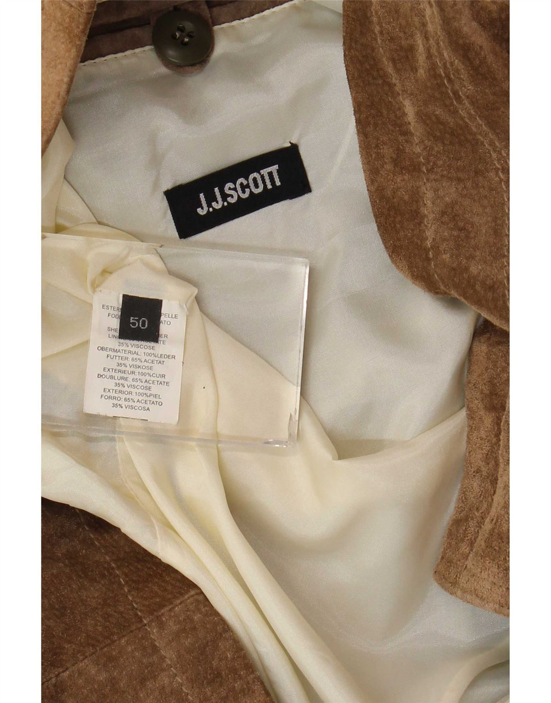Jaqueta masculina de camurça J.J.Scott IT 50 grande couro marrom