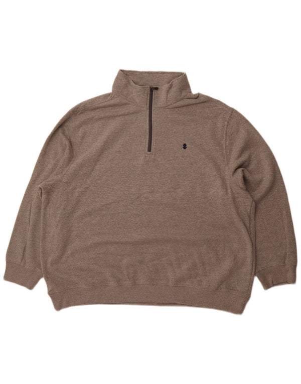 IZOD moletom masculino com zíper e gola 2XL algodão cinza