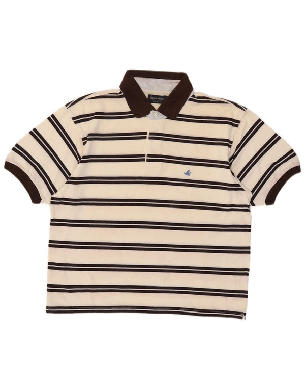 Camisa polo masculina Brooksfield tamanho 52 listrado bege grande