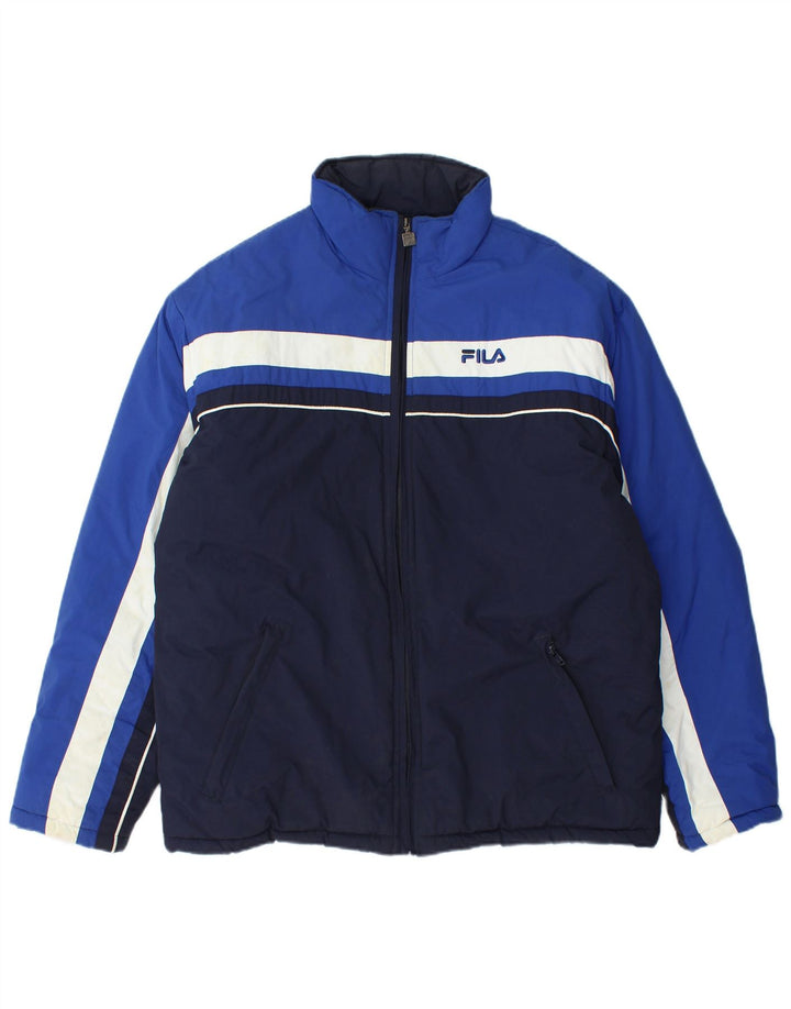 Jaqueta acolchoada masculina FILA UK 36 pequena azul marinho Colourblock poliamida