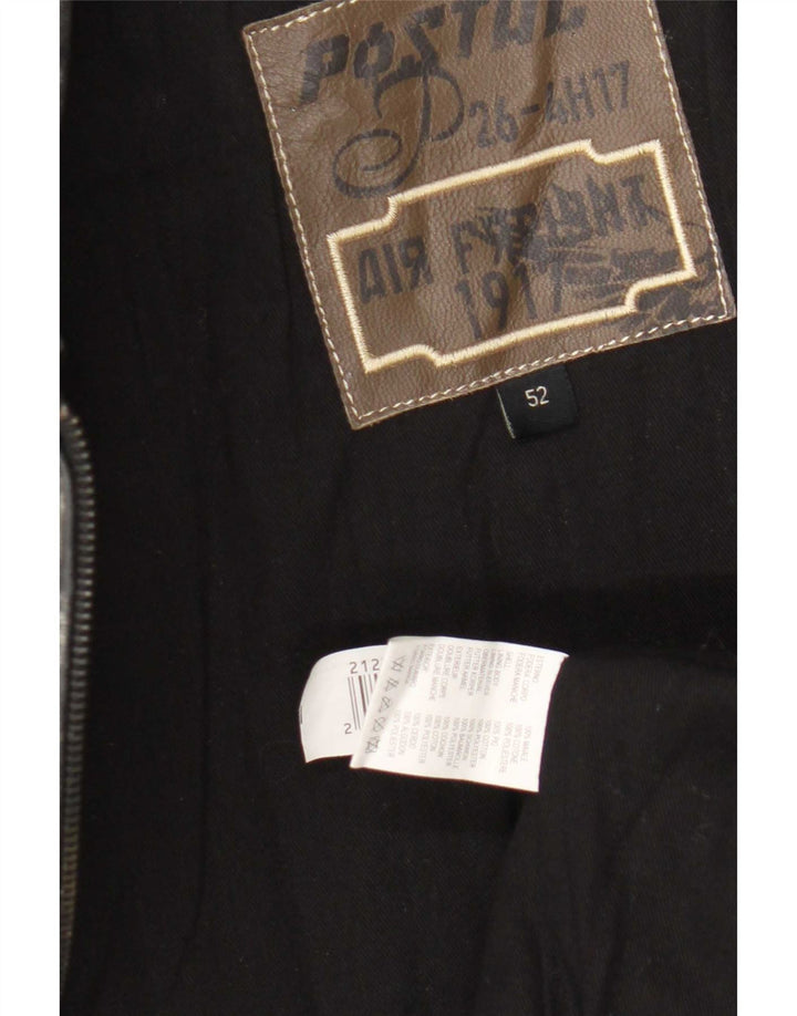 Jaqueta de couro masculina vintage IT 52 XL preta