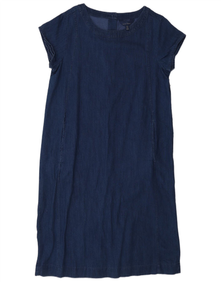 Vestido feminino Seasalt Cornwall Shift UK 14 grande algodão azul marinho