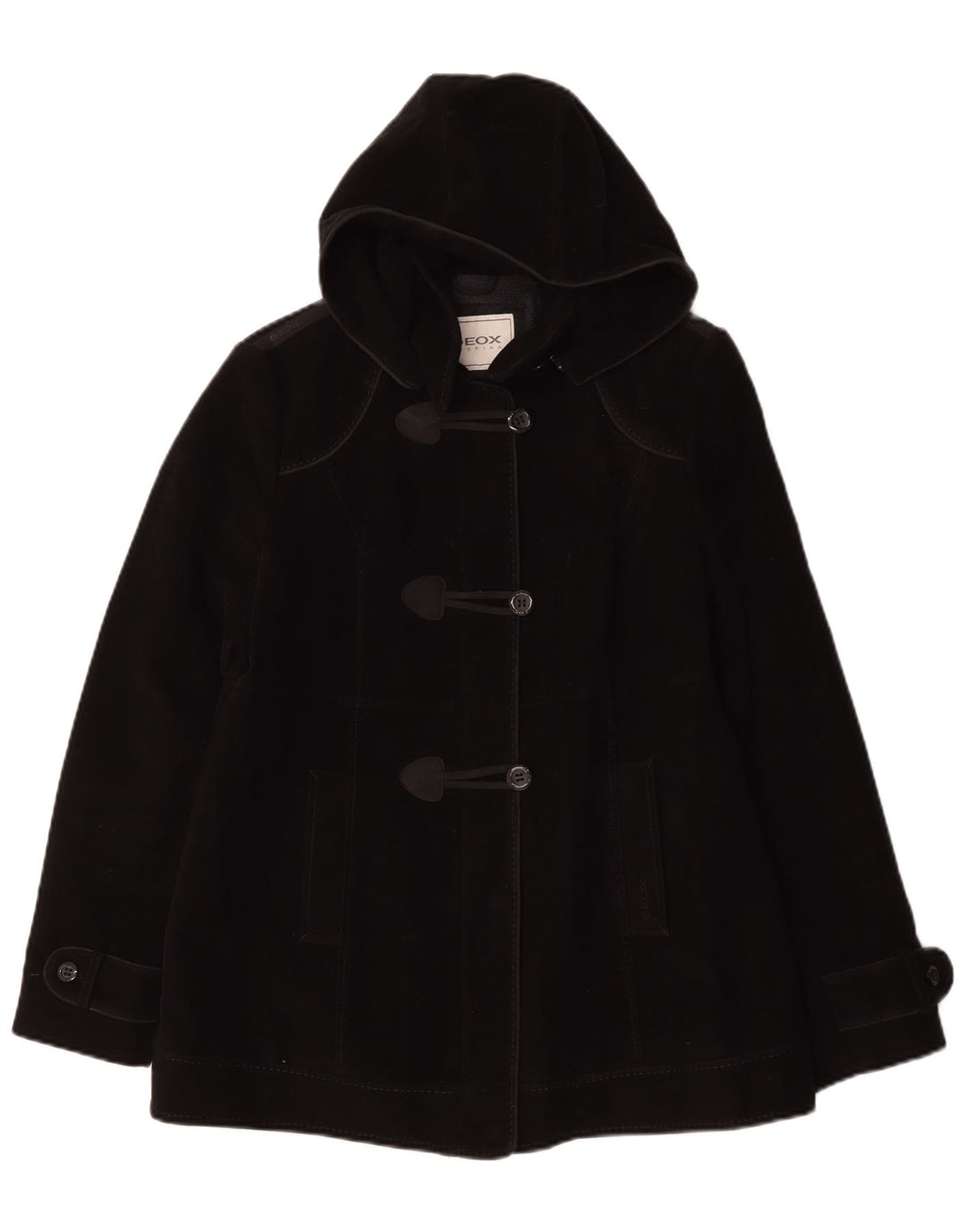 Casaco feminino GEOX Respira Duffle UK 12 algodão preto médio