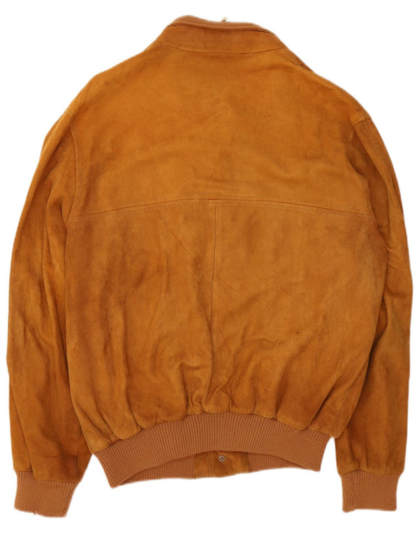 Jaqueta bomber masculina vintage de camurça Reino Unido 40 grande couro marrom