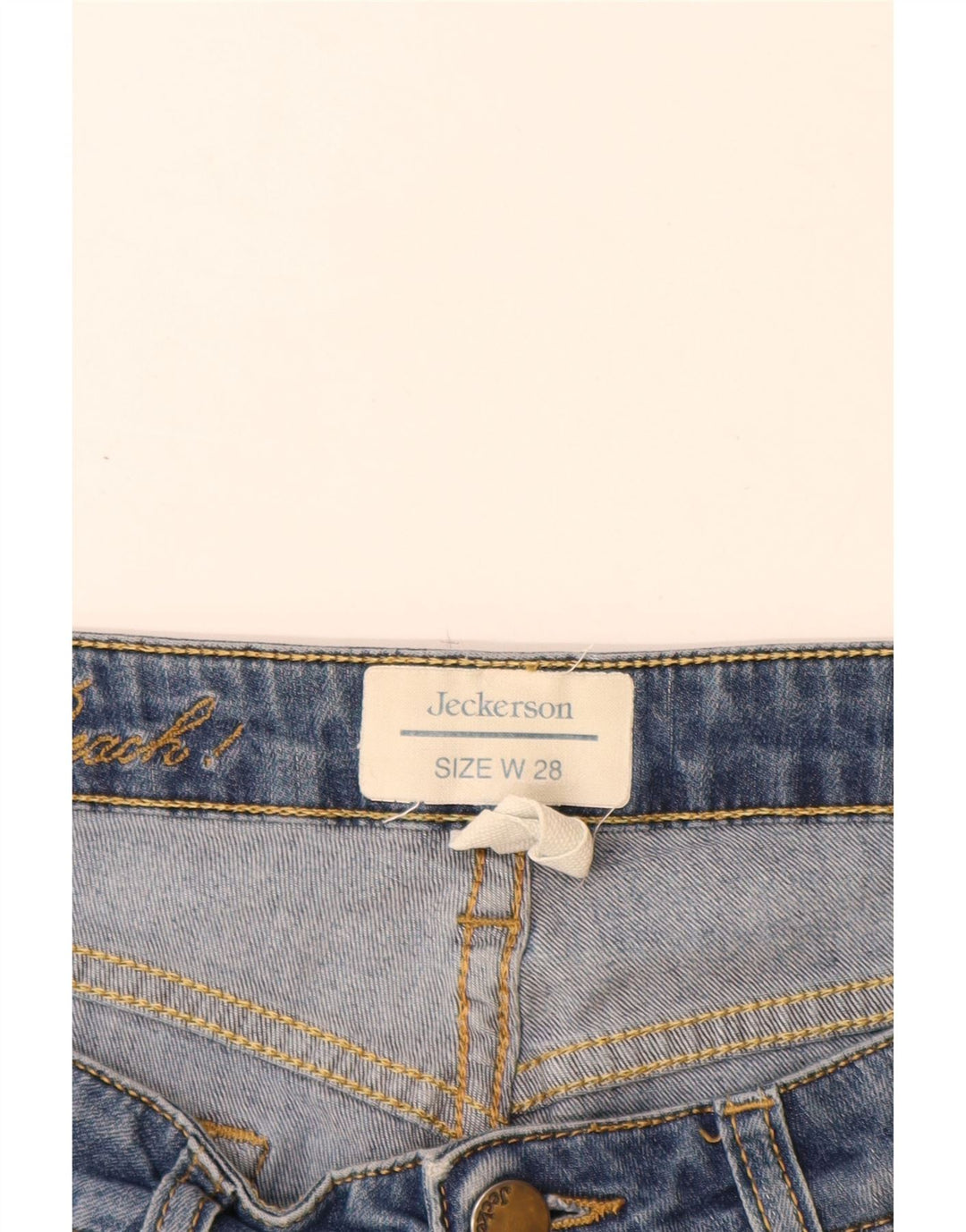 Jeckerson feminino praia capri jeans W28 L19 algodão azul