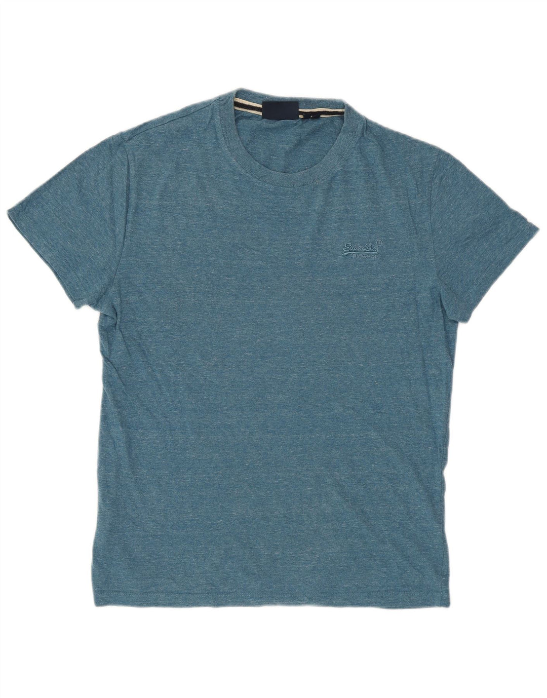 Camiseta masculina SUPERDRY top pequeno algodão manchado azul