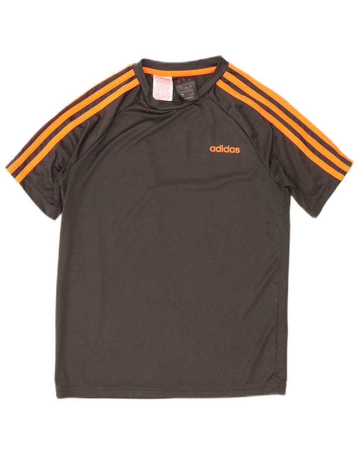 Camiseta Adidas Boys Climalite Graphic Top 11-12 Anos Cinza Poliéster