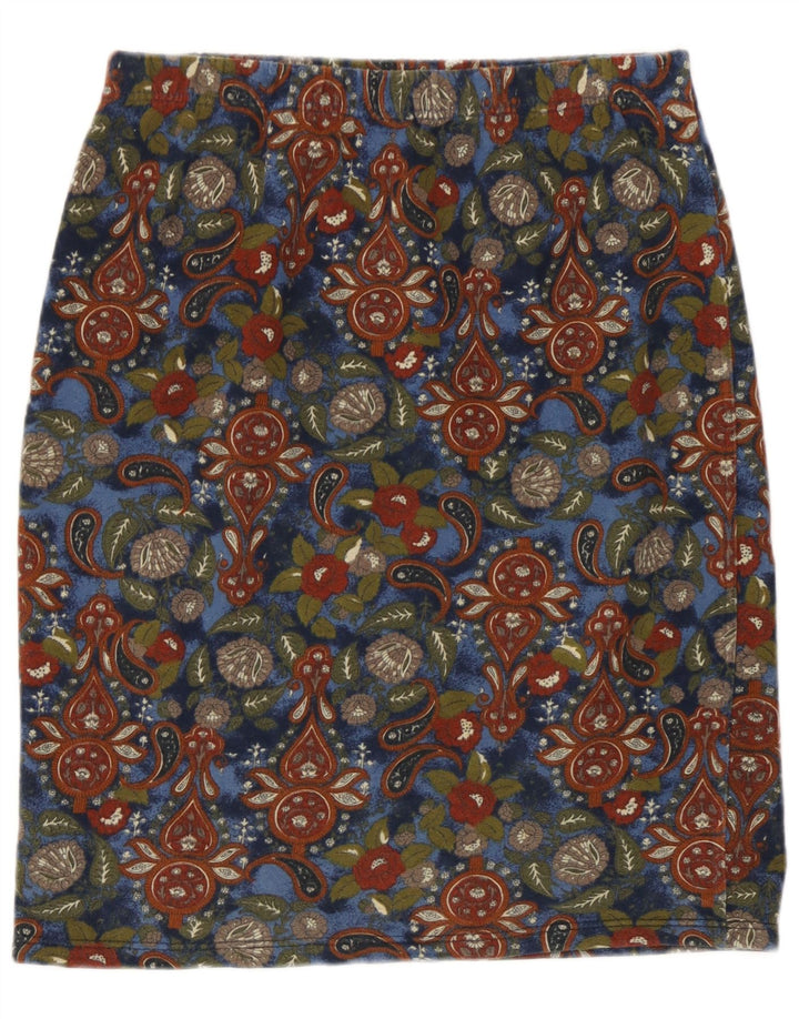Saia lápis feminina vintage W30 média paisley multicolorida