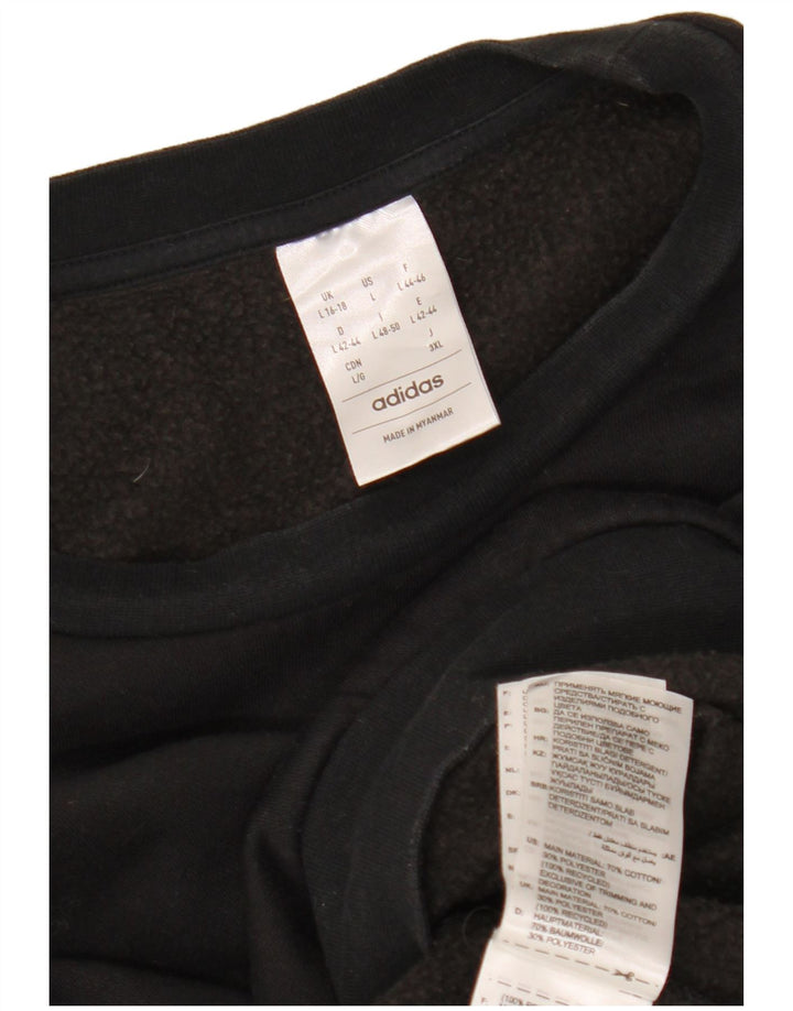 ADIDAS Womens Crop Oversized Sweatshirt Jumper Reino Unido 16/18 Grande Algodão Preto