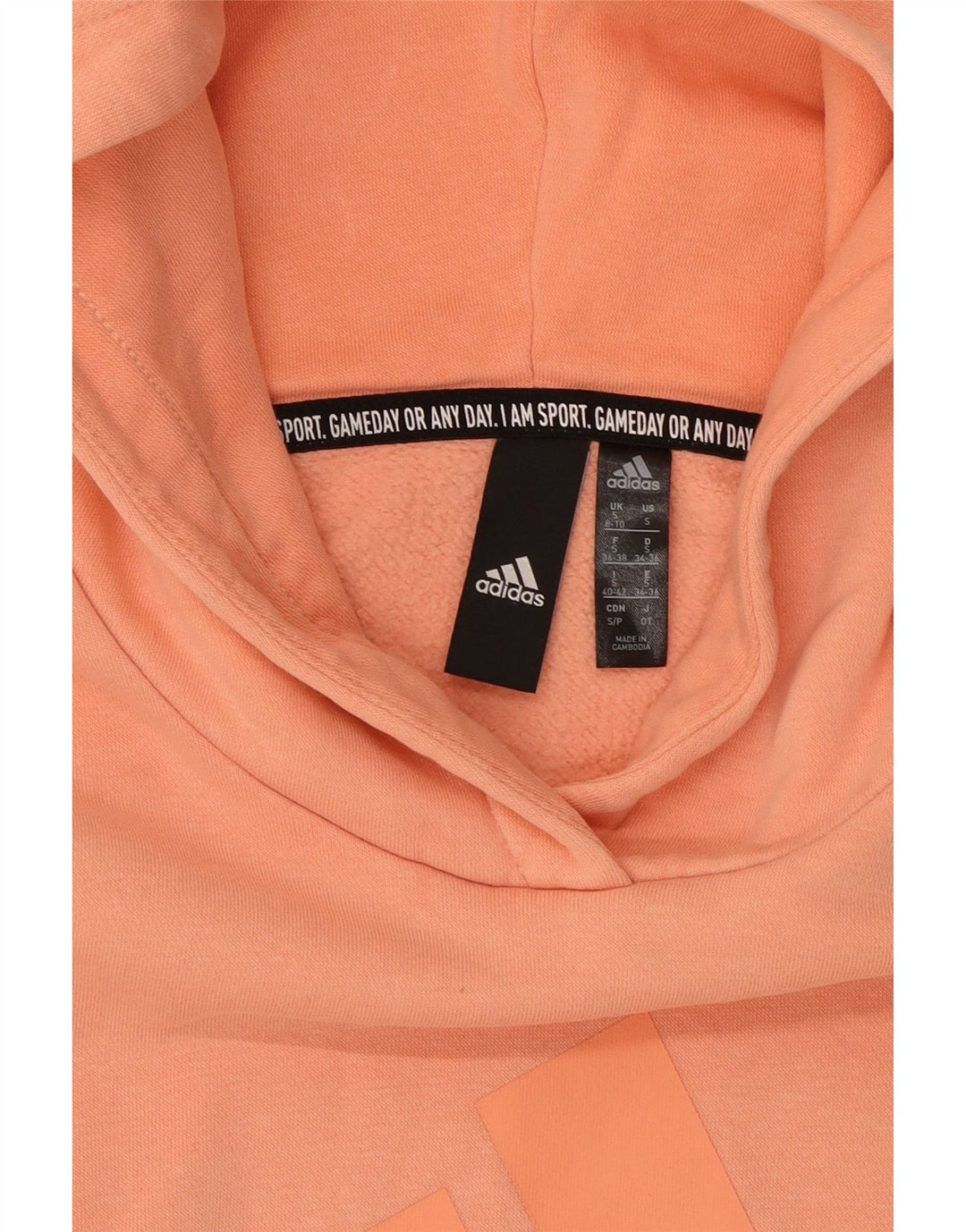 ADIDAS Womens Oversized Graphic Hoodie Jumper Reino Unido 8/10 Pequeno Laranja Algodão