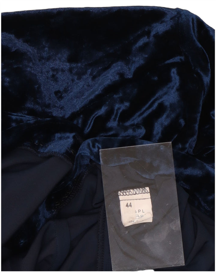 Blusa feminina vintage com palangre IT 44 poliéster azul marinho médio