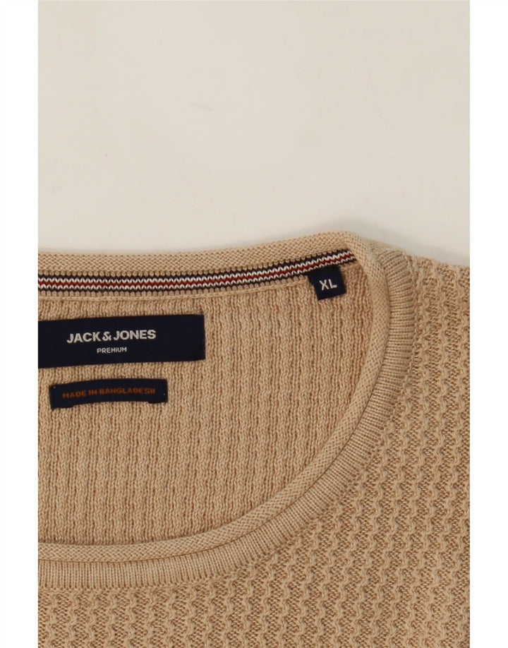 JACK & JONES Mens Crew Neck Jumper Sweater XL Beige Cotton Vintage Jack & Jones and Second-Hand Jack & Jones from Messina Hembry 