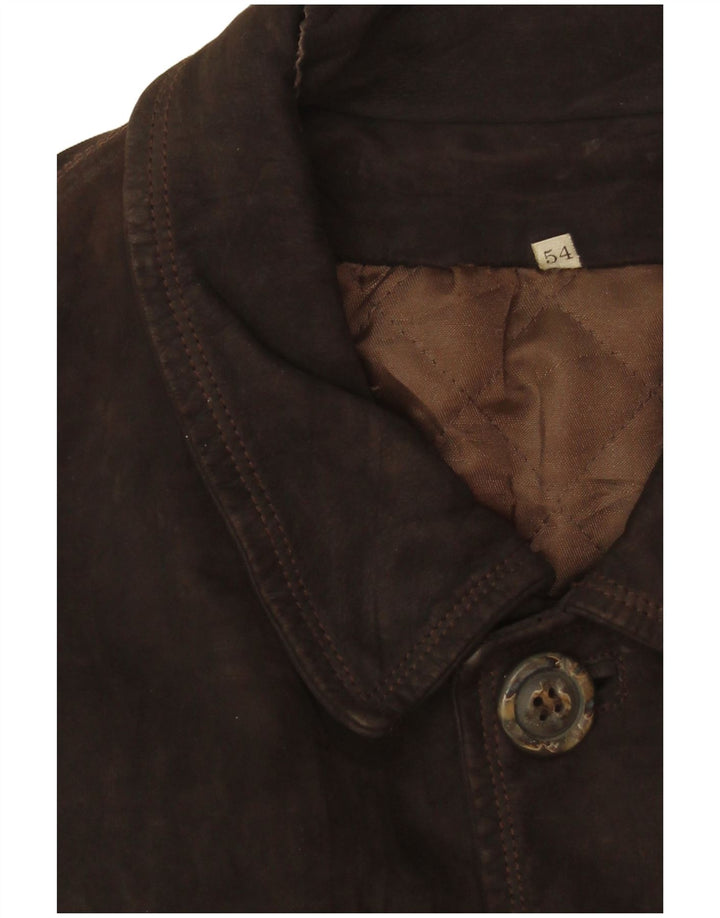 Jaqueta de couro masculina vintage IT 54 2XL couro marrom