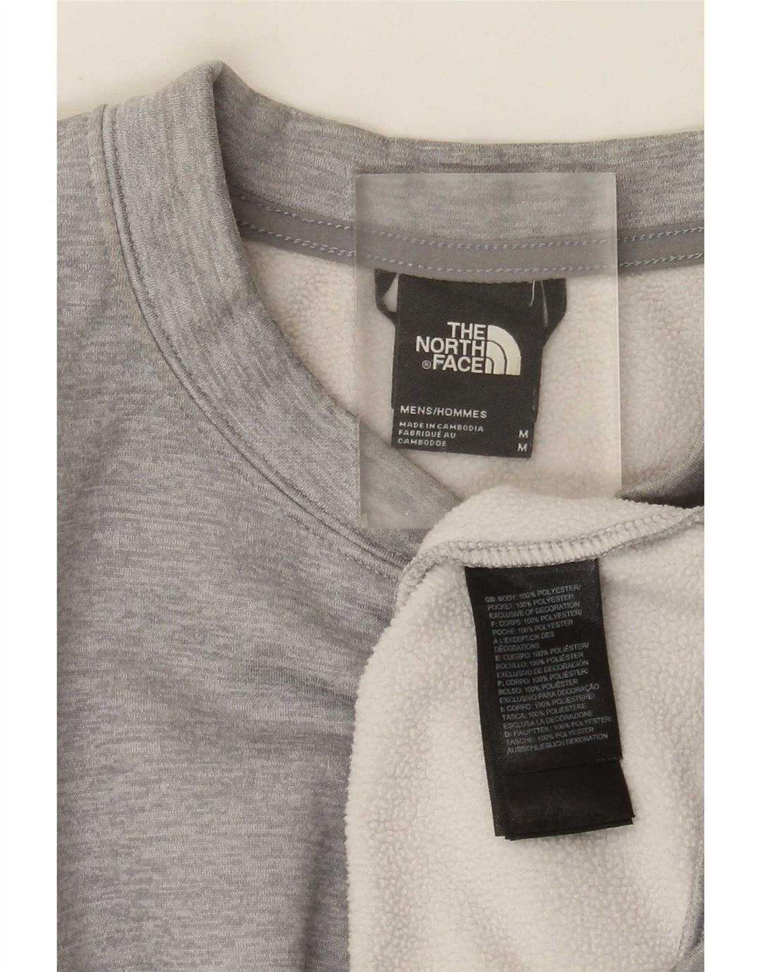Moletom masculino The North Face, moletom cinza médio manchado de poliéster
