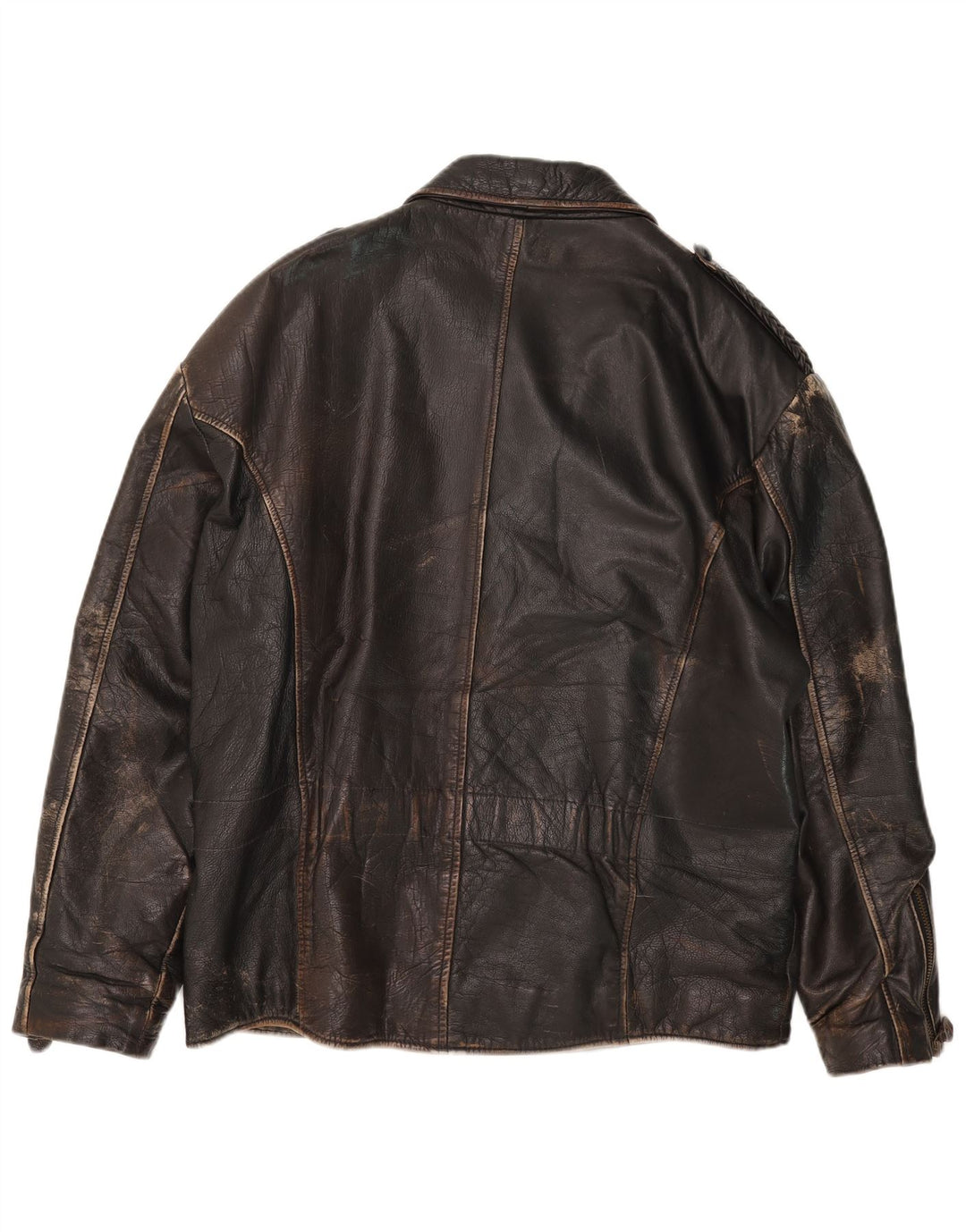 Jaqueta masculina de couro para motociclista American Basics Reino Unido 40 grande marrom