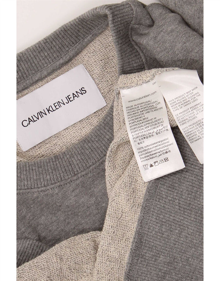 Calvin Klein Jeans Masculino moletom gráfico jumper médio algodão cinza