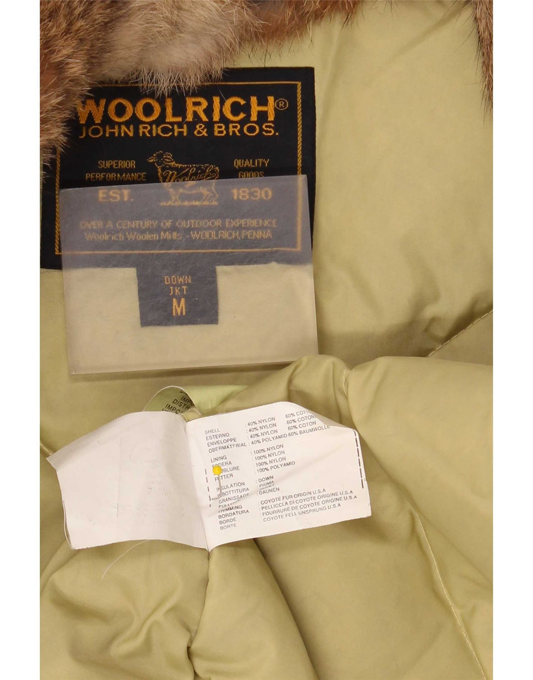 Jaqueta acolchoada feminina Woolrich UK 14 nylon bege médio