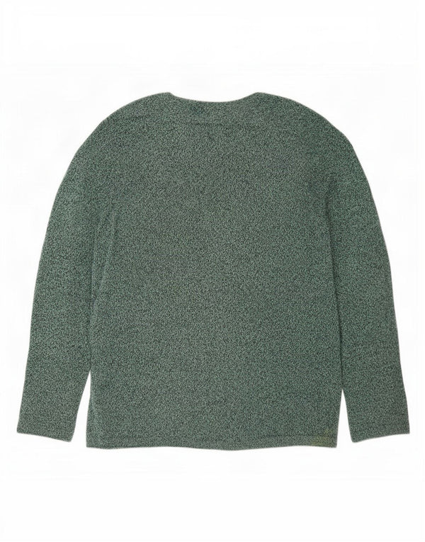 Zara Suéter masculino com gola canoa grande verde manchado