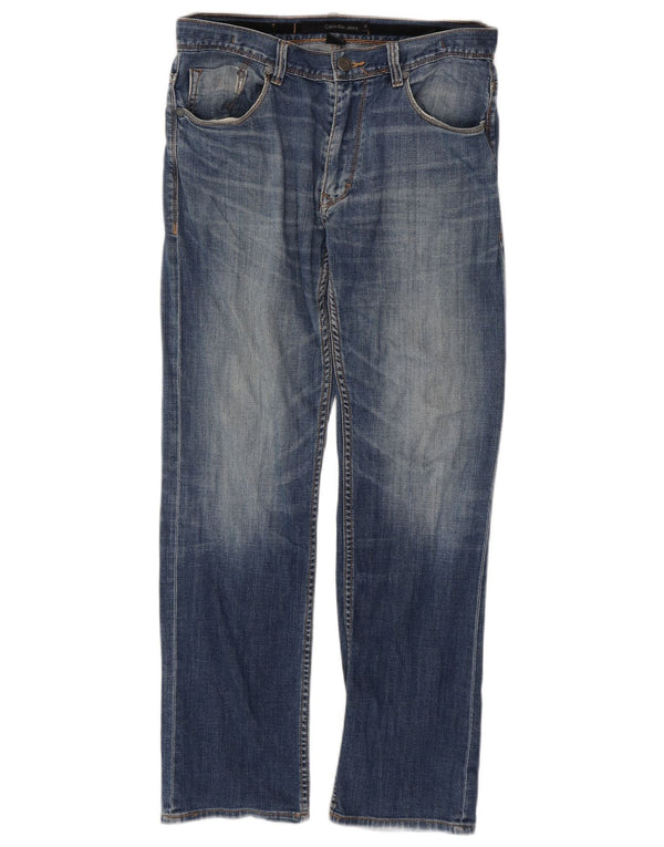 Calça jeans reta masculina Calvin Klein W31 L30 azul algodão