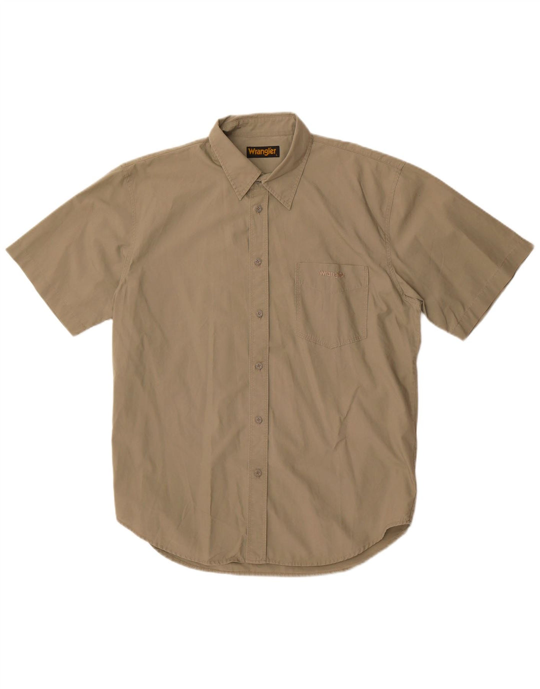 Wrangler Camisa masculina de manga curta grande algodão cáqui