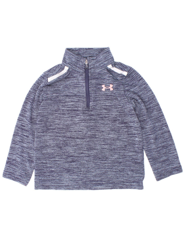 Under Armour Baby Girls 1/4 Zip Top manga comprida 18-24 meses azul manchado