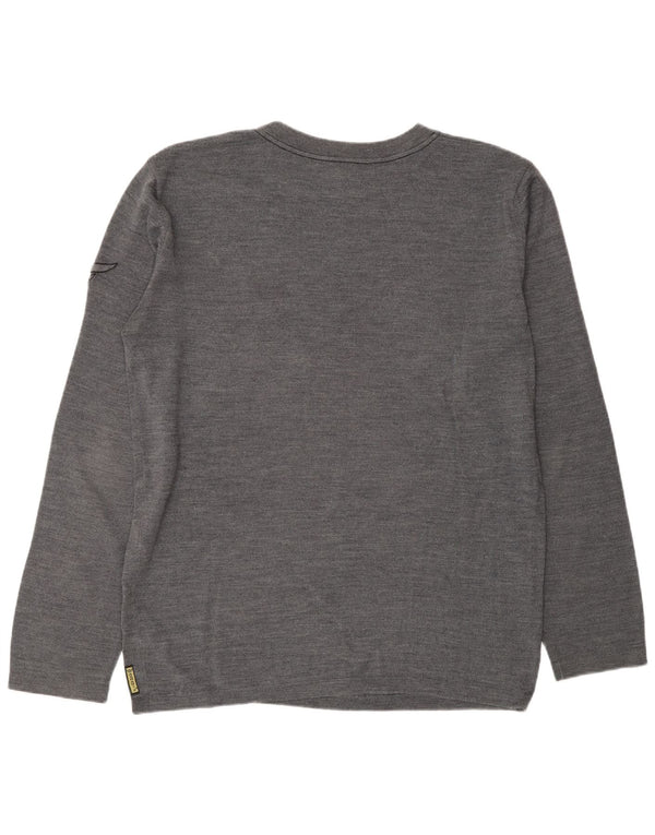 ARMANI JEANS Suéter masculino com gola redonda 2XL lã cinza