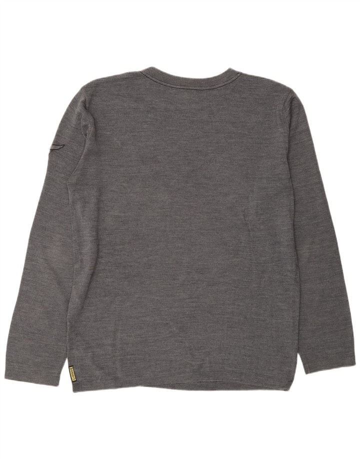 ARMANI JEANS Suéter masculino com gola redonda 2XL lã cinza
