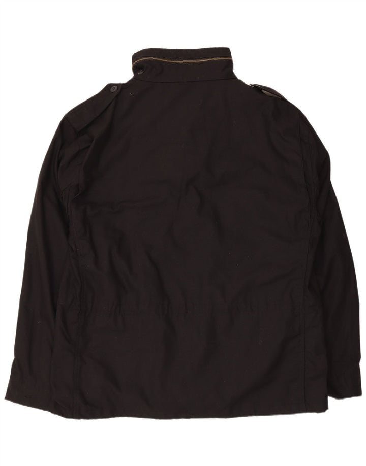 Jaqueta utilitária masculina vintage UK 44 2XL poliéster preto