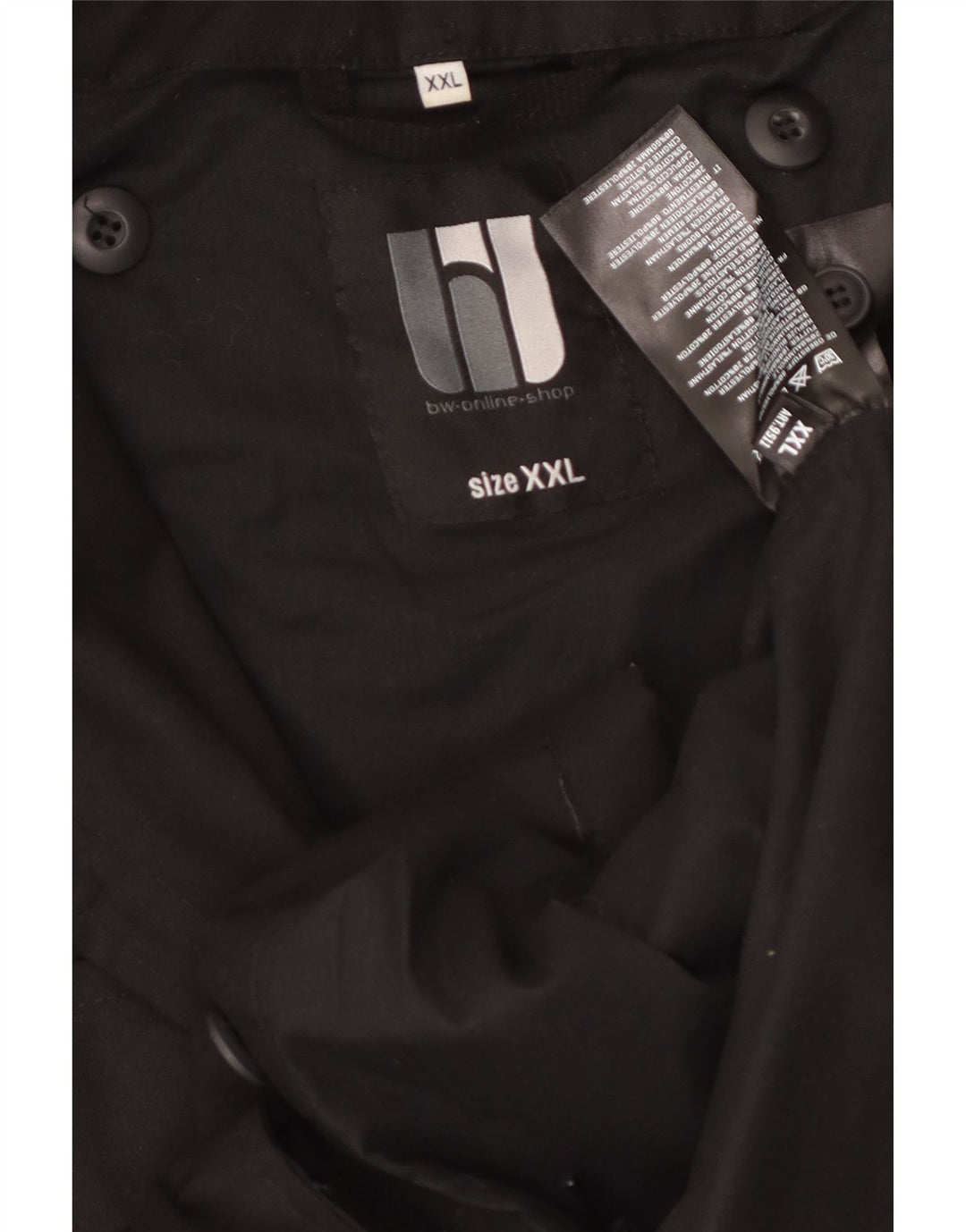 Jaqueta utilitária masculina vintage UK 44 2XL poliéster preto