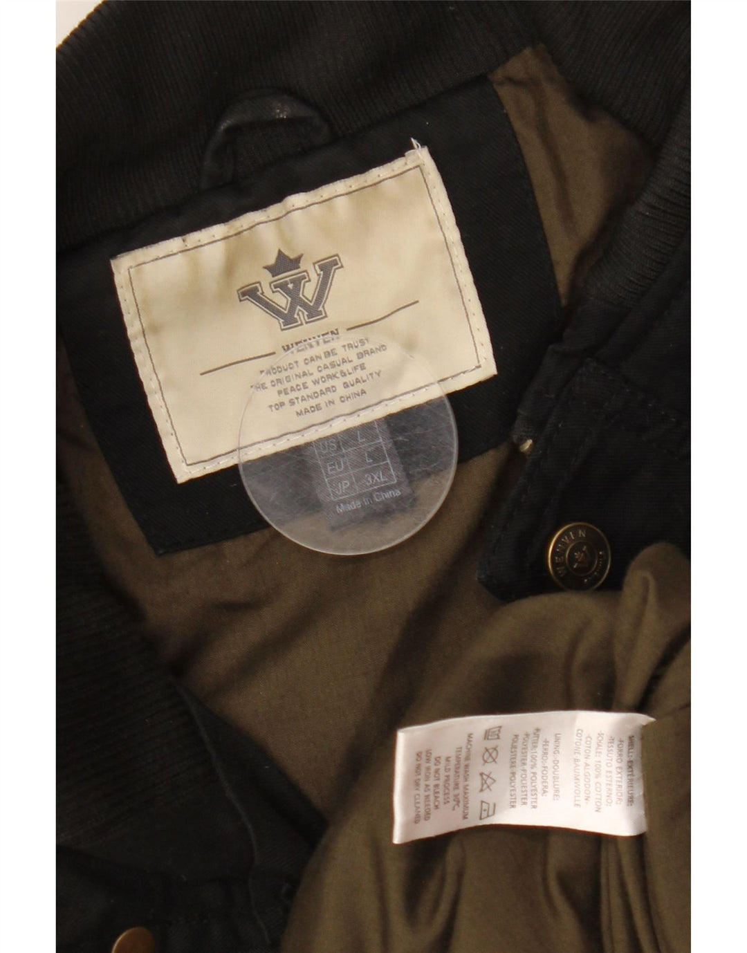 Jaqueta utilitária masculina WENVEN UK 40 grande algodão preto