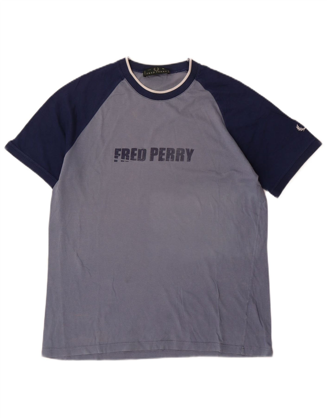 Camiseta gráfica masculina FRED PERRY Top bloco colorido azul médio
