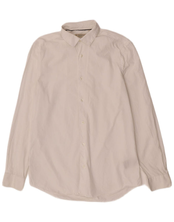 Camisa masculina sob medida Burberry tamanho 15 1/2 39 algodão branco médio clássico