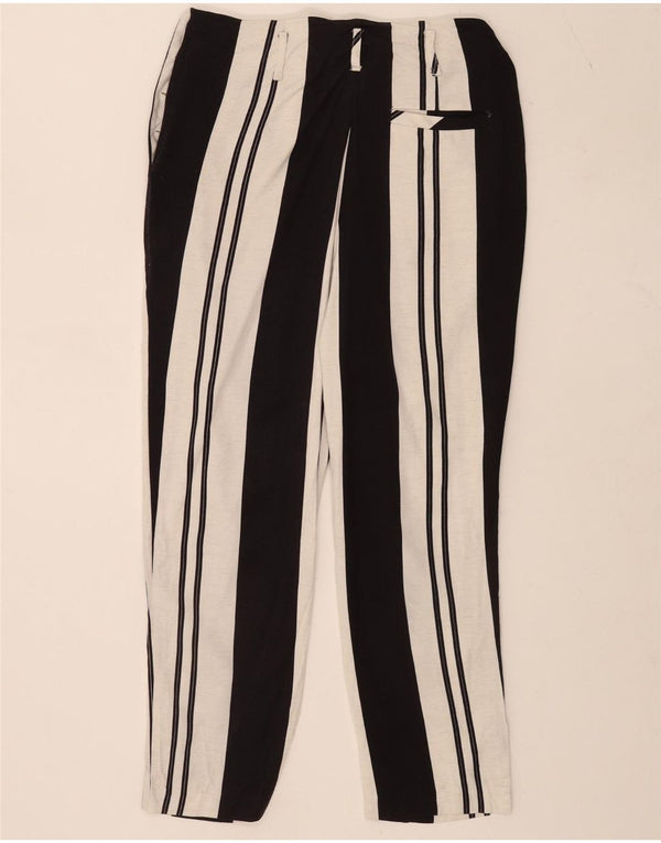 Calças cortadas femininas Topshop UK 10 pequenas W28 L25 branco colorblock