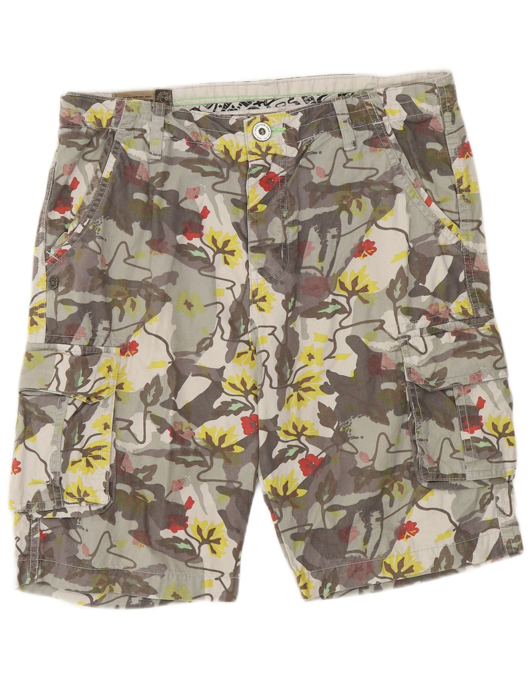 Shorts cargo masculino Scorpion Bay W31 algodão floral cinza médio