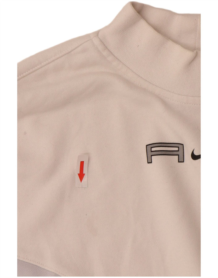 Nike Womens Crop Oversized Moletom Jumper UK 14 Medium White Colourblock