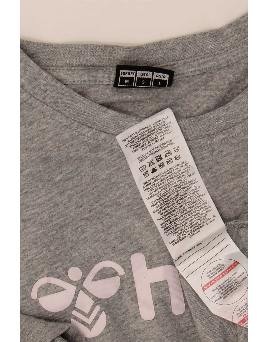 Hummel Camiseta masculina gráfica Top algodão manchado cinza médio